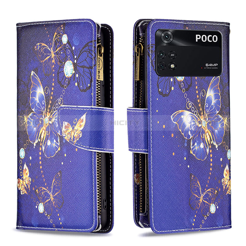 Funda de Cuero Cartera con Soporte Patron de Moda Carcasa B04F para Xiaomi Poco M4 Pro 4G