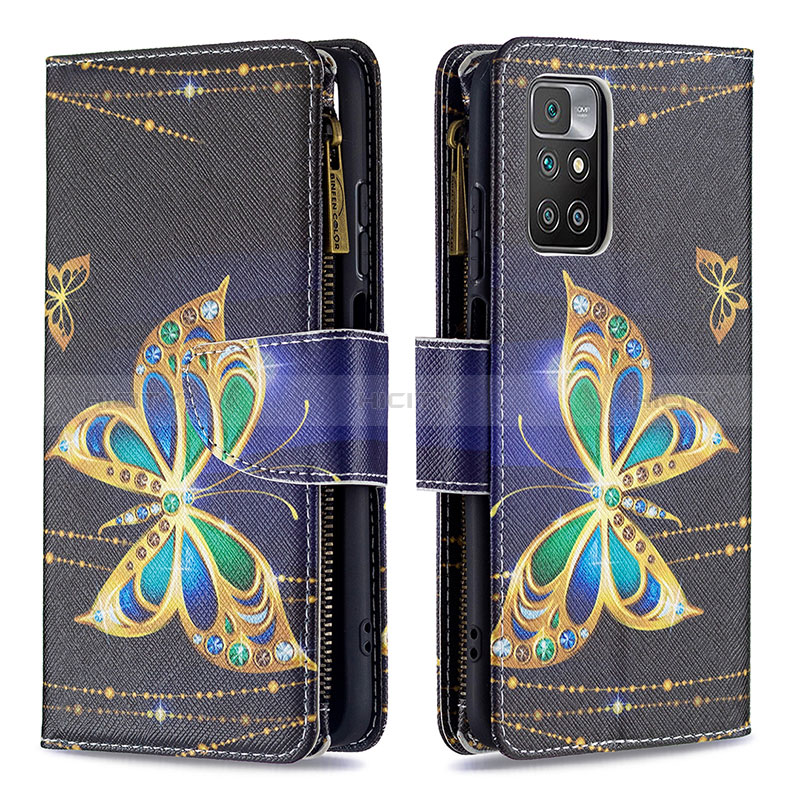 Funda de Cuero Cartera con Soporte Patron de Moda Carcasa B04F para Xiaomi Redmi Note 11 4G (2021) Negro