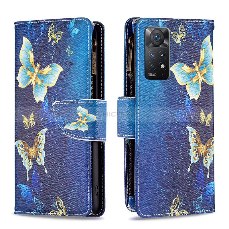 Funda de Cuero Cartera con Soporte Patron de Moda Carcasa B04F para Xiaomi Redmi Note 11 Pro 5G Azul