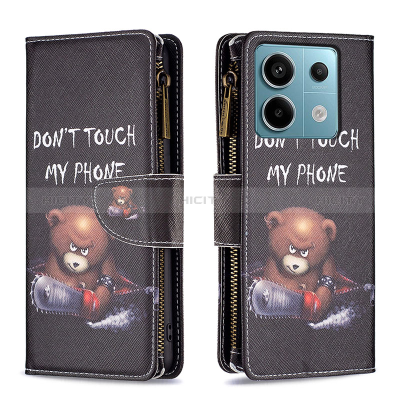 Funda de Cuero Cartera con Soporte Patron de Moda Carcasa B04F para Xiaomi Redmi Note 13 Pro 5G