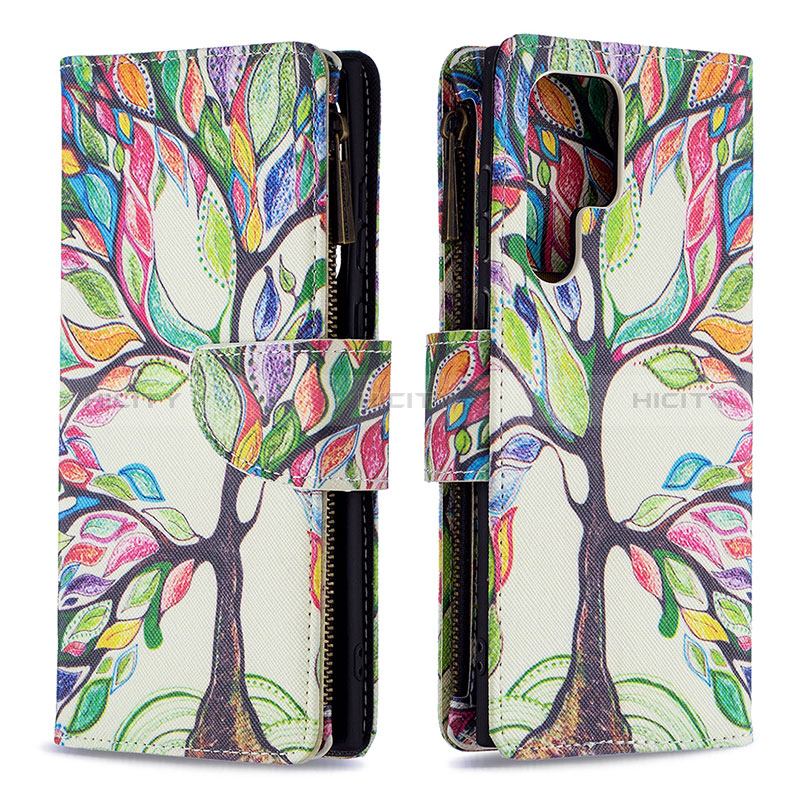 Funda de Cuero Cartera con Soporte Patron de Moda Carcasa B05F para Samsung Galaxy S24 Ultra 5G Multicolor