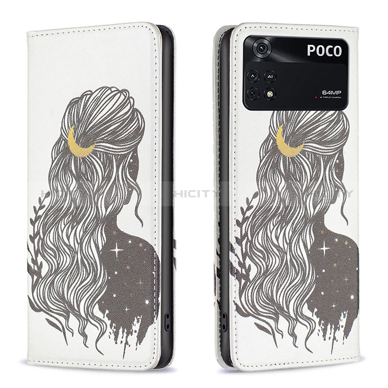 Funda de Cuero Cartera con Soporte Patron de Moda Carcasa B05F para Xiaomi Poco M4 Pro 4G