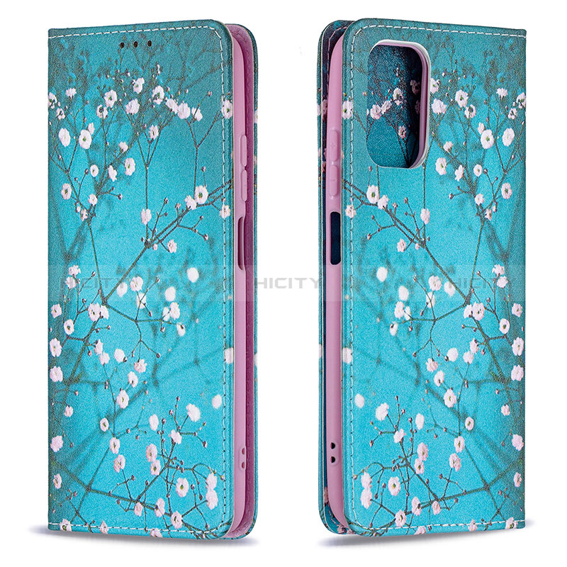 Funda de Cuero Cartera con Soporte Patron de Moda Carcasa B05F para Xiaomi Poco M5S Cian