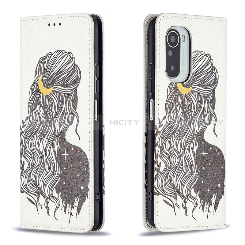 Funda de Cuero Cartera con Soporte Patron de Moda Carcasa B05F para Xiaomi Redmi K40 5G Gris