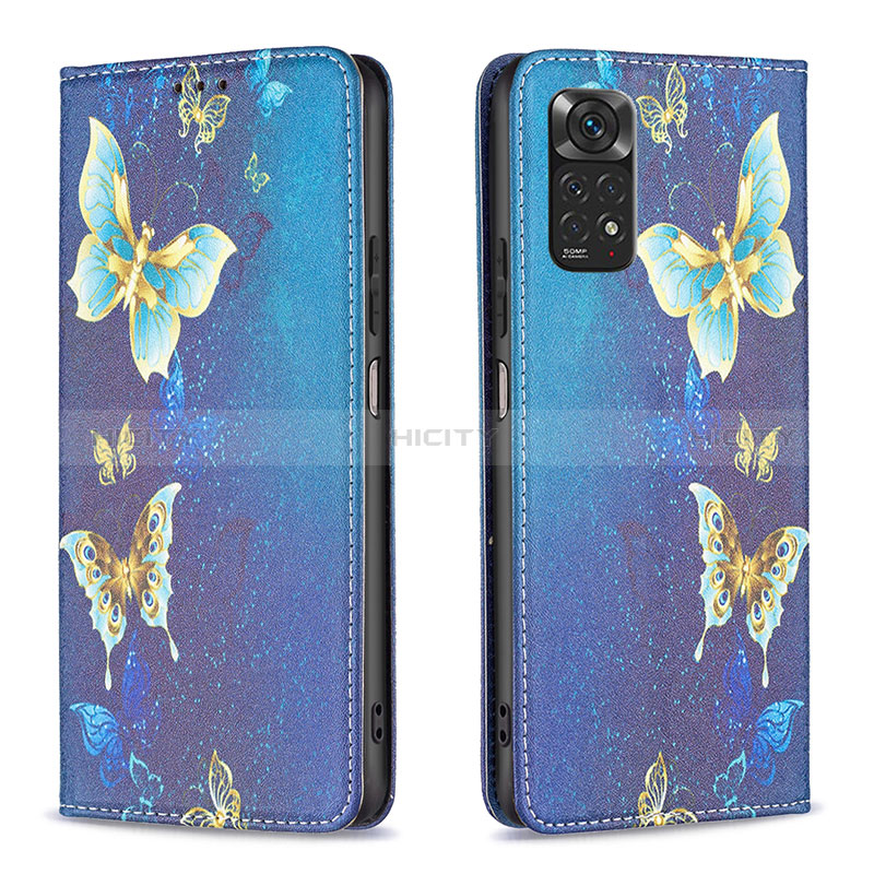 Funda de Cuero Cartera con Soporte Patron de Moda Carcasa B05F para Xiaomi Redmi Note 11 4G (2022) Azul