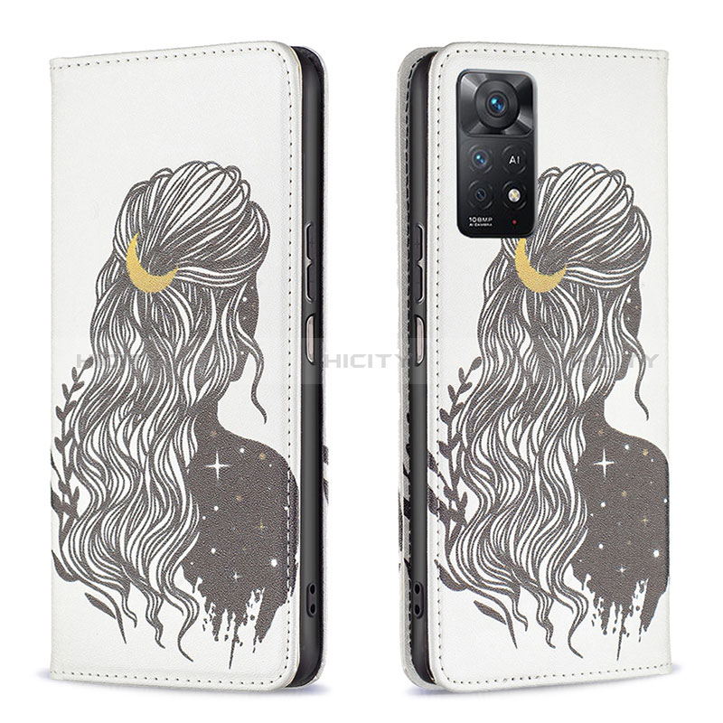 Funda de Cuero Cartera con Soporte Patron de Moda Carcasa B05F para Xiaomi Redmi Note 11 Pro 4G Negro