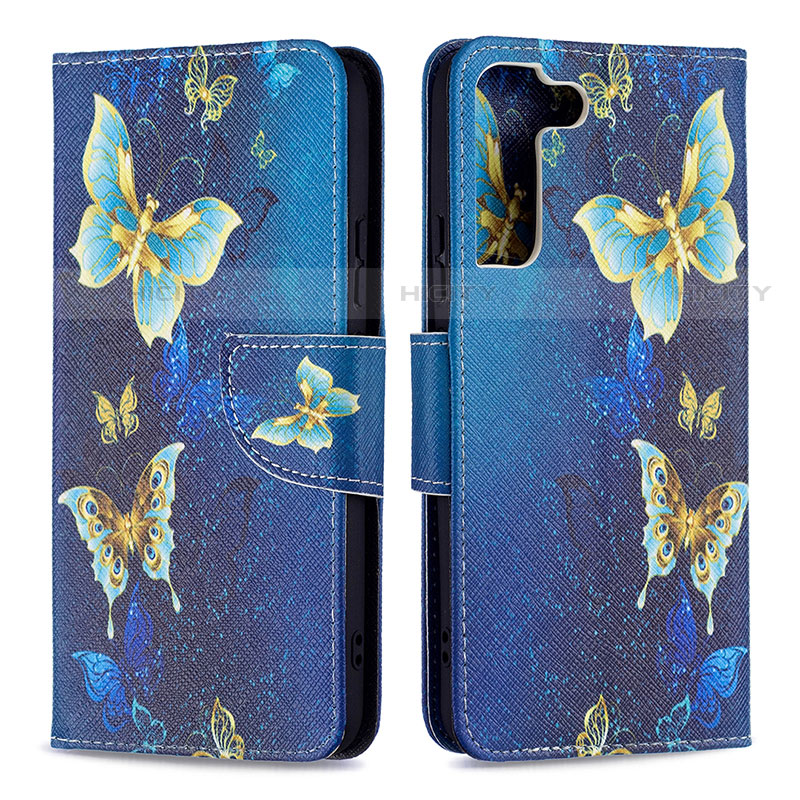 Funda de Cuero Cartera con Soporte Patron de Moda Carcasa B09F para Samsung Galaxy S23 Plus 5G Azul