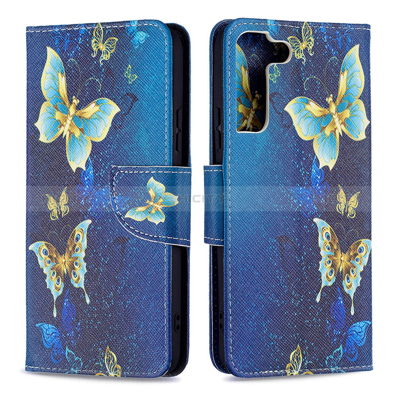 Funda de Cuero Cartera con Soporte Patron de Moda Carcasa B09F para Samsung Galaxy S24 Plus 5G Azul