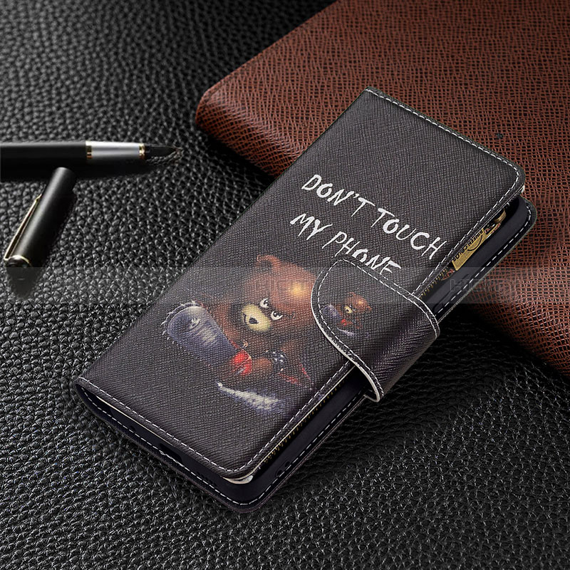 Funda de Cuero Cartera con Soporte Patron de Moda Carcasa BF3 para Xiaomi Redmi Note 10 Pro 4G Gris Oscuro
