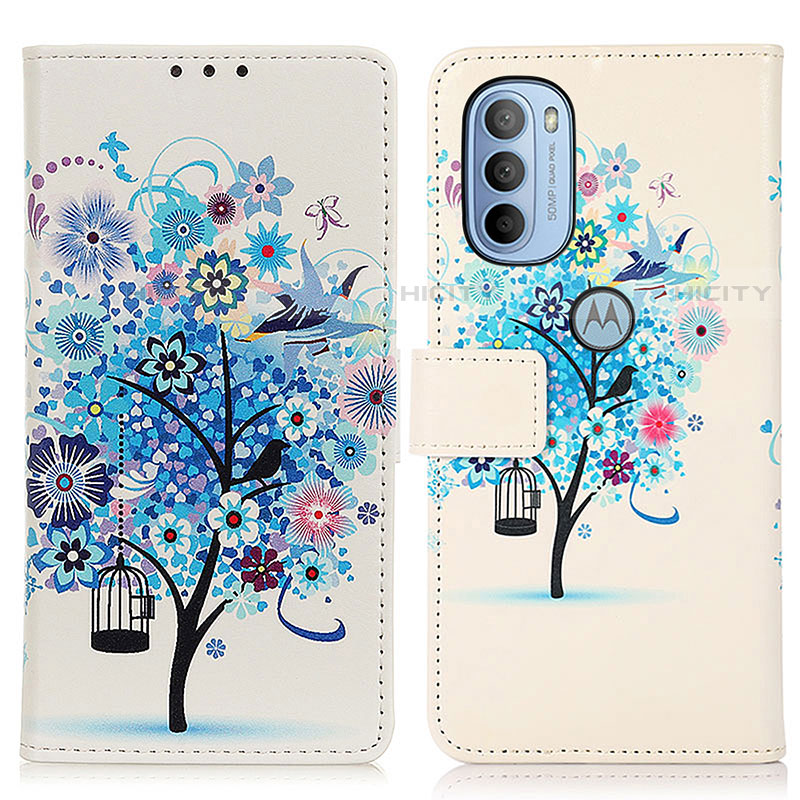 Funda de Cuero Cartera con Soporte Patron de Moda Carcasa D02Y para Motorola Moto G41 Azul