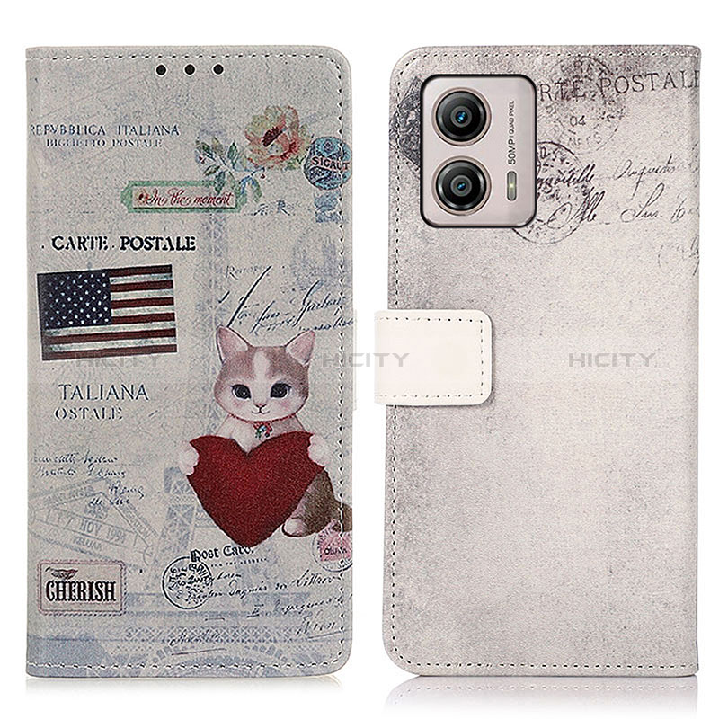 Funda de Cuero Cartera con Soporte Patron de Moda Carcasa D02Y para Motorola Moto G53j 5G