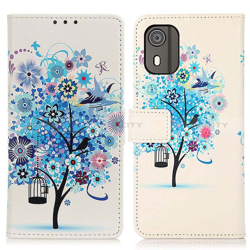 Funda de Cuero Cartera con Soporte Patron de Moda Carcasa D02Y para Nokia C02 Azul