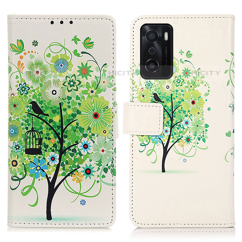 Funda de Cuero Cartera con Soporte Patron de Moda Carcasa D02Y para Oppo A55S 5G