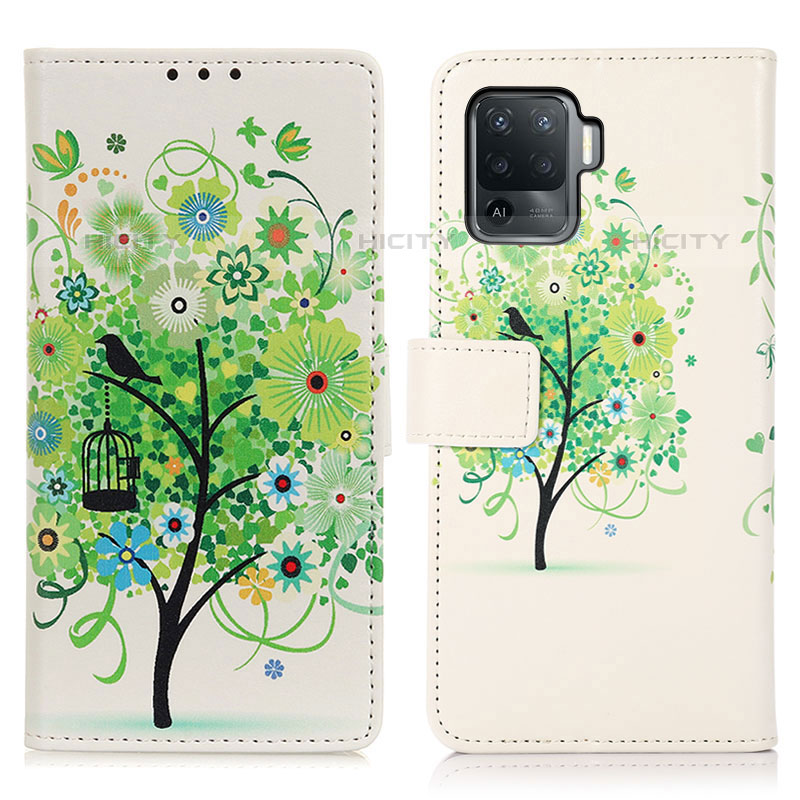 Funda de Cuero Cartera con Soporte Patron de Moda Carcasa D02Y para Oppo A94 4G Verde