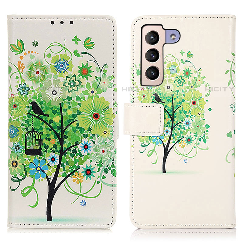 Funda de Cuero Cartera con Soporte Patron de Moda Carcasa D02Y para Samsung Galaxy S22 5G Verde