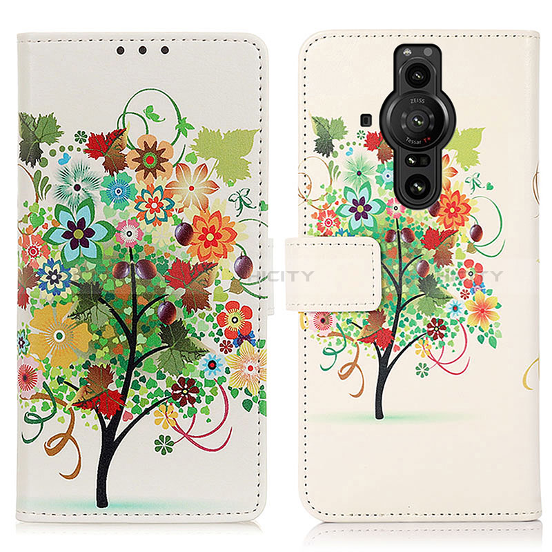 Funda de Cuero Cartera con Soporte Patron de Moda Carcasa D02Y para Sony Xperia PRO-I Vistoso