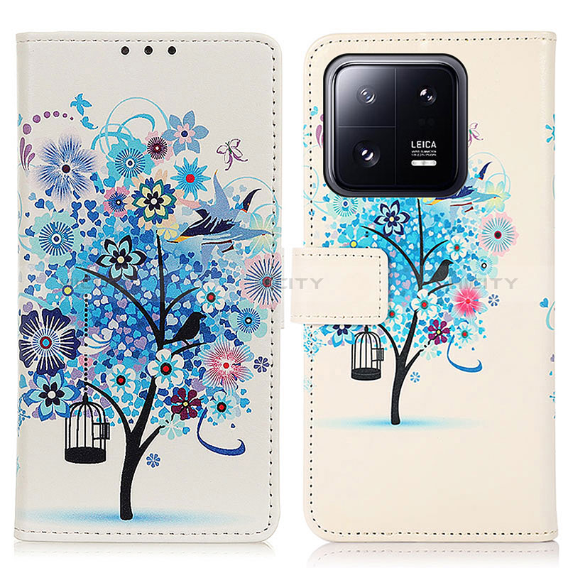 Funda de Cuero Cartera con Soporte Patron de Moda Carcasa D02Y para Xiaomi Mi 13 5G Azul