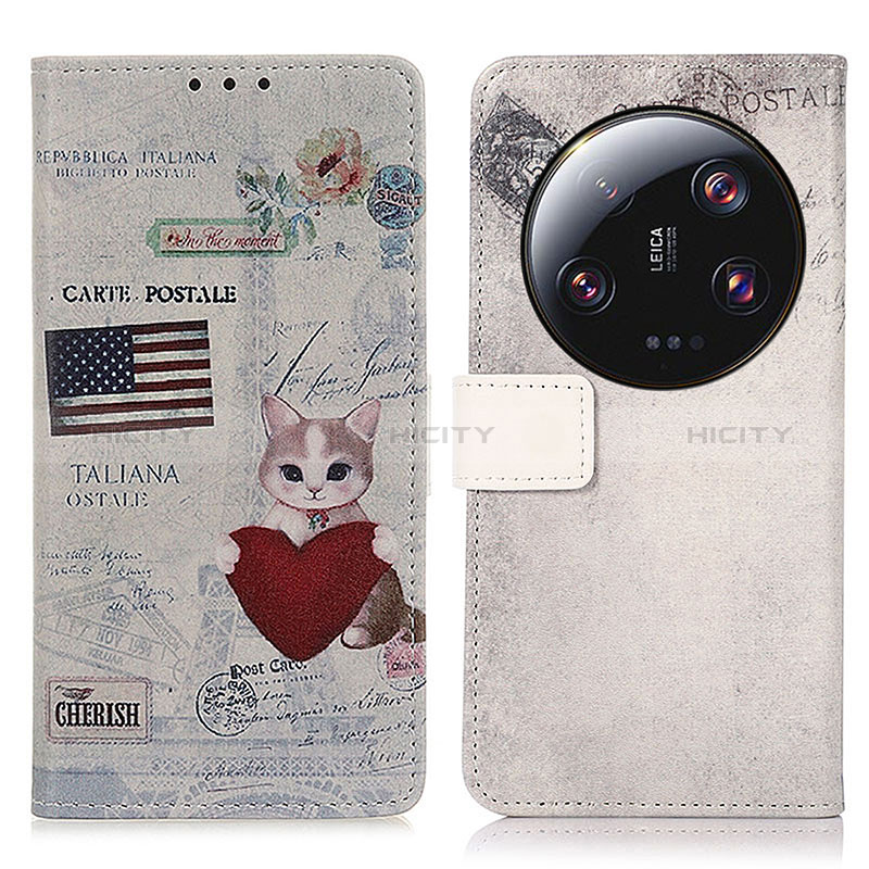 Funda de Cuero Cartera con Soporte Patron de Moda Carcasa D02Y para Xiaomi Mi 13 Ultra 5G Gris