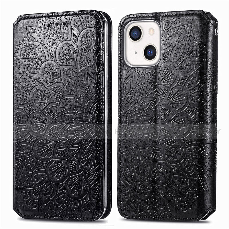 Funda de Cuero Cartera con Soporte Patron de Moda Carcasa H01 para Apple iPhone 13 Negro