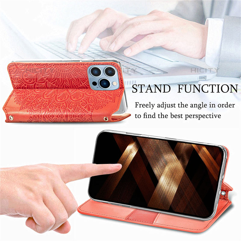 Funda de Cuero Cartera con Soporte Patron de Moda Carcasa H01 para Apple iPhone 16 Pro