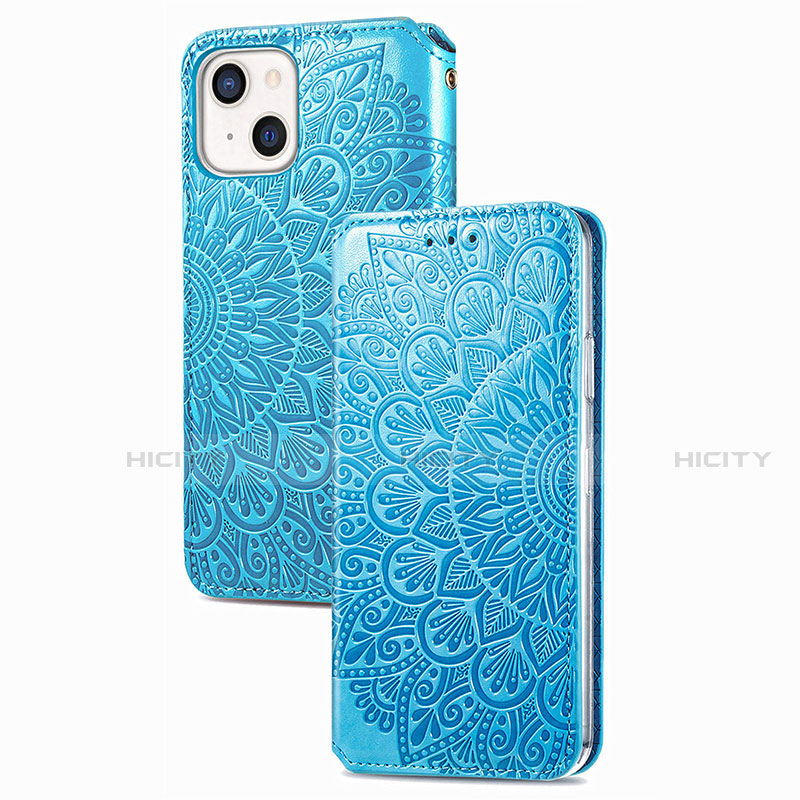 Funda de Cuero Cartera con Soporte Patron de Moda Carcasa H02 para Apple iPhone 13 Azul