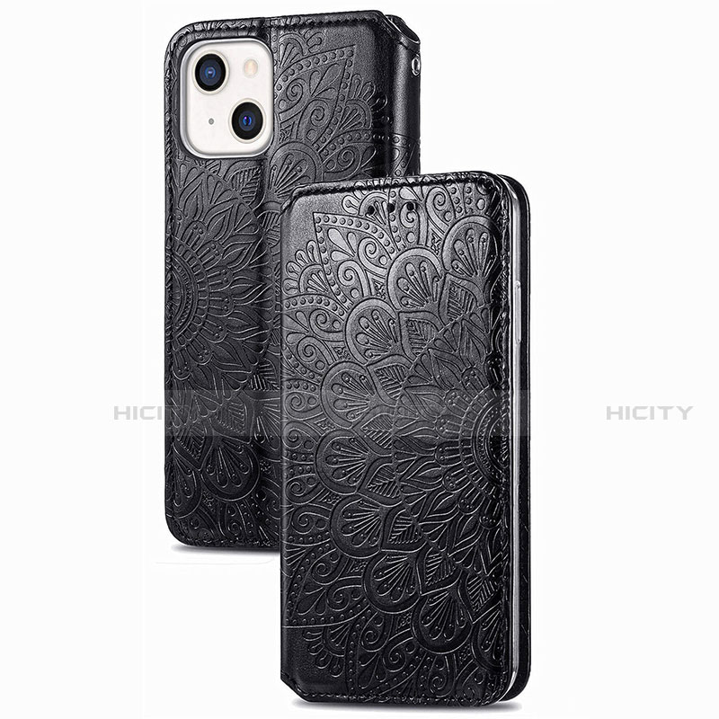 Funda de Cuero Cartera con Soporte Patron de Moda Carcasa H02 para Apple iPhone 13 Negro