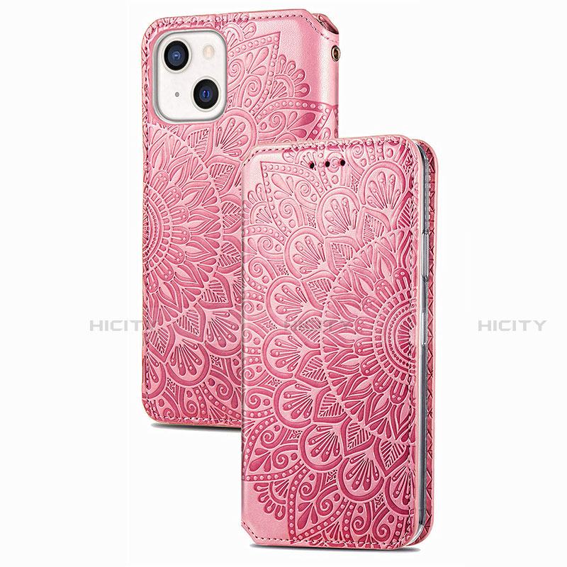 Funda de Cuero Cartera con Soporte Patron de Moda Carcasa H02 para Apple iPhone 13 Oro Rosa