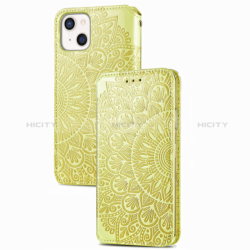 Funda de Cuero Cartera con Soporte Patron de Moda Carcasa H02 para Apple iPhone 15 Amarillo