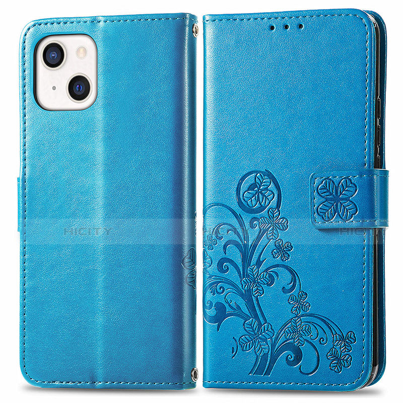 Funda de Cuero Cartera con Soporte Patron de Moda Carcasa H03 para Apple iPhone 13 Azul