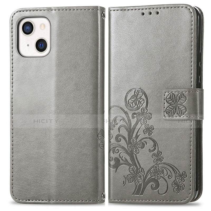 Funda de Cuero Cartera con Soporte Patron de Moda Carcasa H03 para Apple iPhone 13 Gris