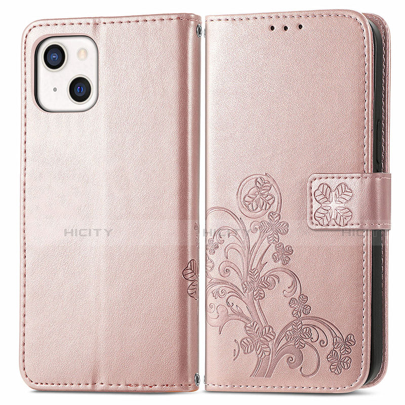 Funda de Cuero Cartera con Soporte Patron de Moda Carcasa H03 para Apple iPhone 13 Oro Rosa