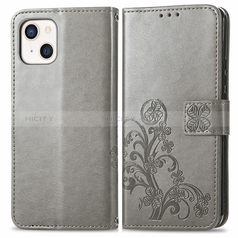 Funda de Cuero Cartera con Soporte Patron de Moda Carcasa H03 para Apple iPhone 15 Gris