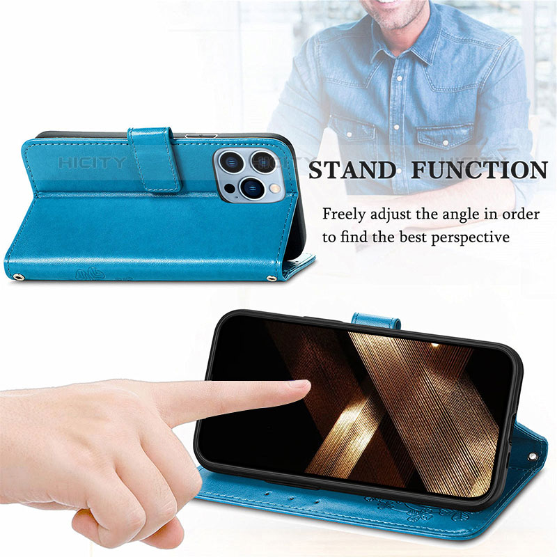 Funda de Cuero Cartera con Soporte Patron de Moda Carcasa H03 para Apple iPhone 15 Pro Max