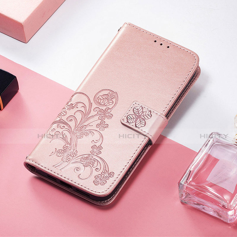 Funda de Cuero Cartera con Soporte Patron de Moda Carcasa H04 para Apple iPhone 13 Pro Max Oro Rosa