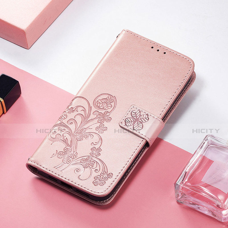 Funda de Cuero Cartera con Soporte Patron de Moda Carcasa H04 para Apple iPhone 14 Oro Rosa