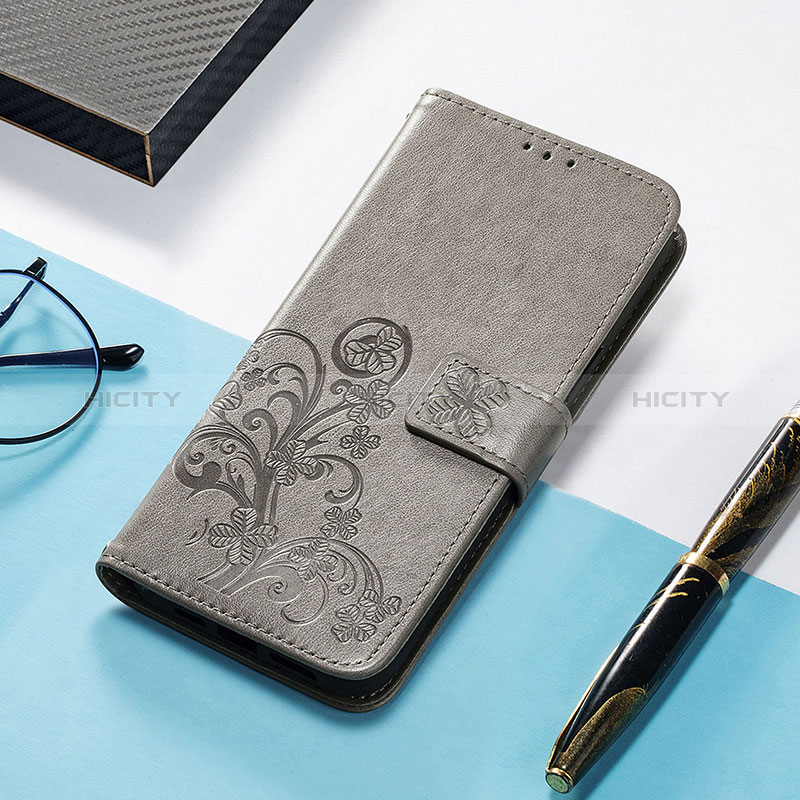 Funda de Cuero Cartera con Soporte Patron de Moda Carcasa H04 para Apple iPhone 14 Pro Gris