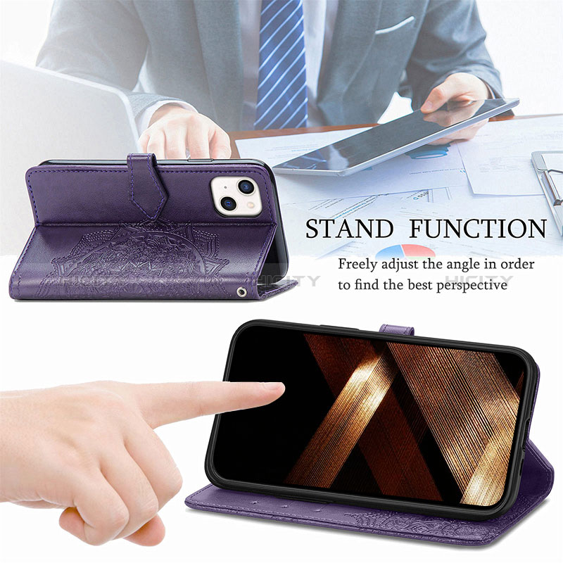 Funda de Cuero Cartera con Soporte Patron de Moda Carcasa H05 para Apple iPhone 15 Plus