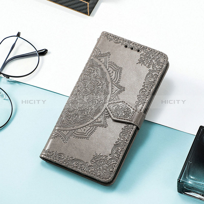 Funda de Cuero Cartera con Soporte Patron de Moda Carcasa H06 para Apple iPhone 15 Gris