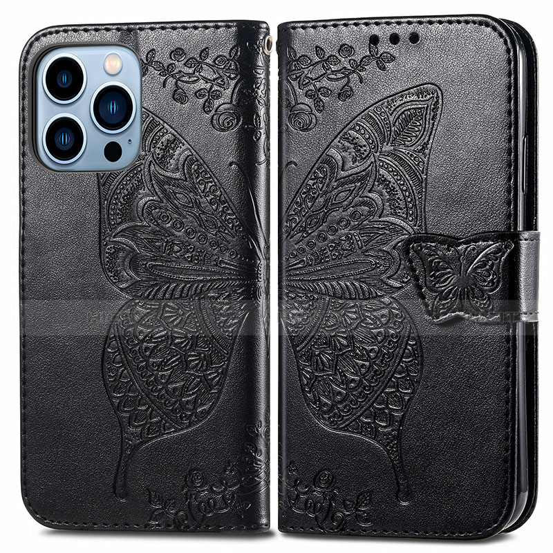 Funda de Cuero Cartera con Soporte Patron de Moda Carcasa H07 para Apple iPhone 13 Pro Max Negro