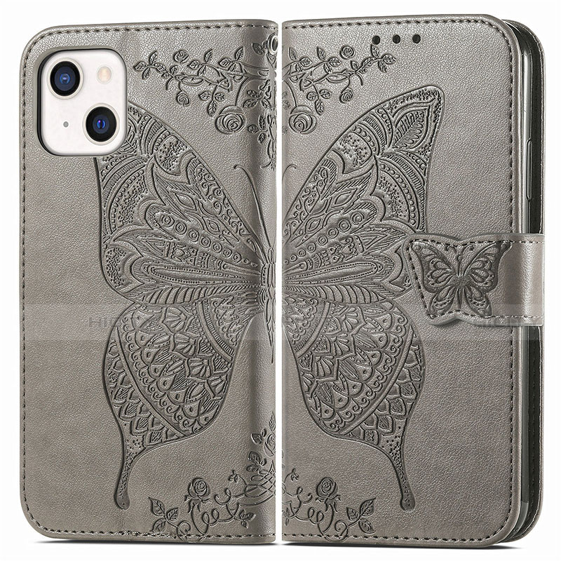 Funda de Cuero Cartera con Soporte Patron de Moda Carcasa H07 para Apple iPhone 14 Gris