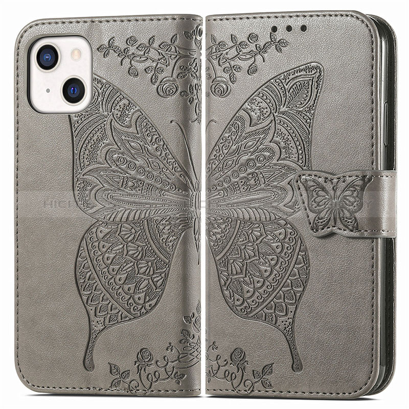 Funda de Cuero Cartera con Soporte Patron de Moda Carcasa H07 para Apple iPhone 15 Plus Gris