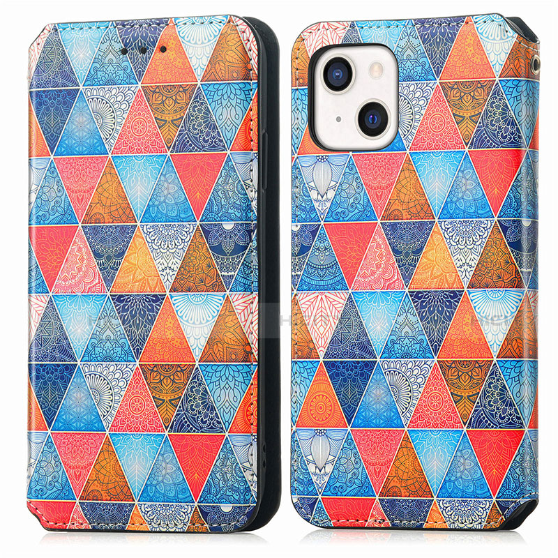 Funda de Cuero Cartera con Soporte Patron de Moda Carcasa H09 para Apple iPhone 13 Mini Multicolor