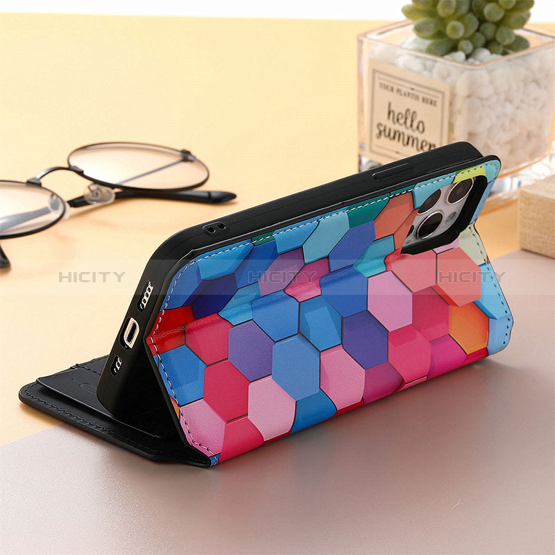 Funda de Cuero Cartera con Soporte Patron de Moda Carcasa H10 para Apple iPhone 15