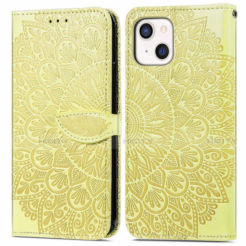 Funda de Cuero Cartera con Soporte Patron de Moda Carcasa H13 para Apple iPhone 14 Plus Amarillo