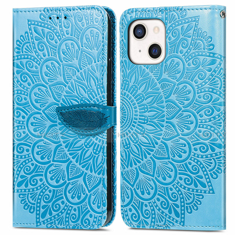 Funda de Cuero Cartera con Soporte Patron de Moda Carcasa H13 para Apple iPhone 14 Plus Azul