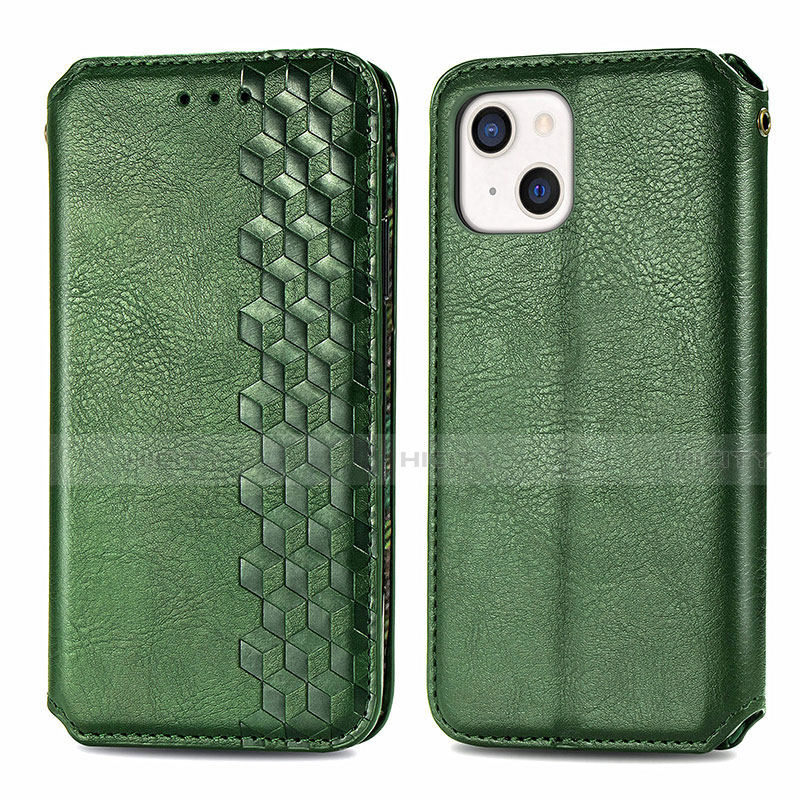 Funda de Cuero Cartera con Soporte Patron de Moda Carcasa H15 para Apple iPhone 13 Verde