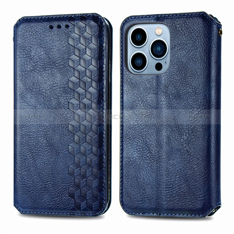 Funda de Cuero Cartera con Soporte Patron de Moda Carcasa H15 para Apple iPhone 14 Pro Max Azul