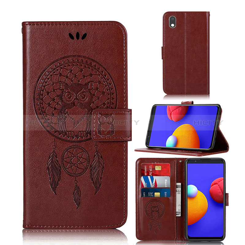 Funda de Cuero Cartera con Soporte Patron de Moda Carcasa JX1 para Samsung Galaxy A01 Core Marron