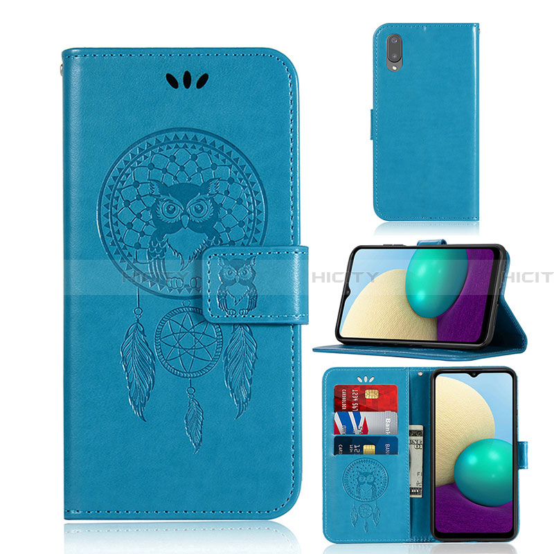 Funda de Cuero Cartera con Soporte Patron de Moda Carcasa JX1 para Samsung Galaxy A02 Azul