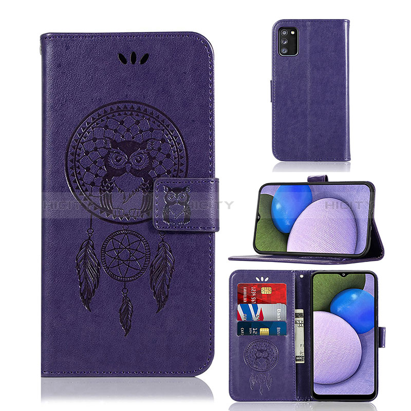 Funda de Cuero Cartera con Soporte Patron de Moda Carcasa JX1 para Samsung Galaxy A02s Morado